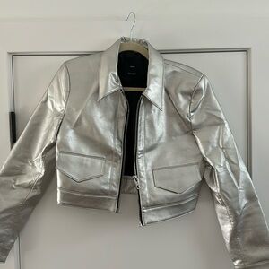 Silver mango leather jacket